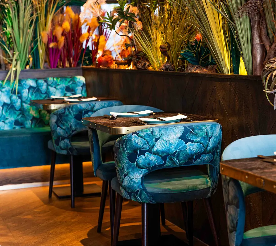 ChouChou's interior with its original blue chairs